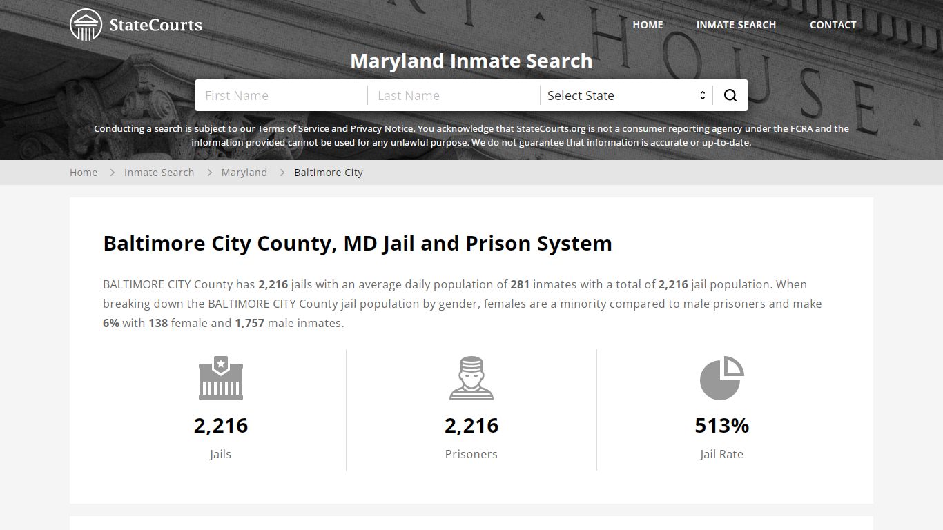 Baltimore City County, MD Inmate Search - StateCourts